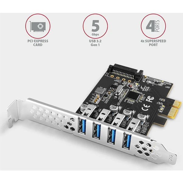 AXAGON PCEU-43RS PCIe řadič 4x USB 3.2 Gen 1 - Řadiče - Obrázek 85W3000L01