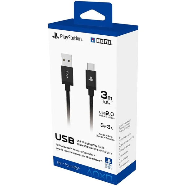 Hori USB-A/USB-C napájecí kabel pro DualSense 3m černý - Kabely a redukce - Obrázek 85WC000K01