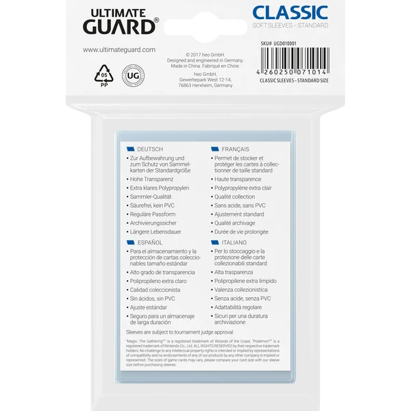 Ultimate Guard Classic Sleeves obaly na karty 100ks čiré (66 x 93 mm) - Obaly na karty - Obrázek 85YB000N01