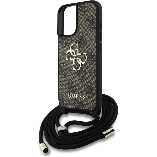 Guess PU 4G Metal Logo Crossbody popruh kryt iPhone 16 hnědý - Pouzdra - Obrázek 86572e9dad1540c7bb16ae24d21521bb