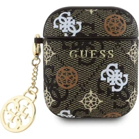 Guess PU 4G Peony Charm pouzdro pro AirPods 1/2 hnědé - Pouzdra