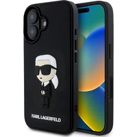 Karl Lagerfeld 3D Rubber Ikonik kryt pro iPhone 16 černý - Pouzdra