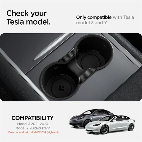 Spigen Center Console Cup Holder Insert Relaxed Grip vložky do držáku nápojů Tesla Model Y/3 - Držáky - Obrázek 86c1cb9695d447ca9fed44c6478bf151