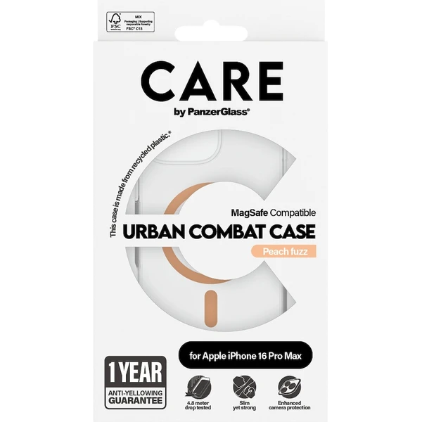 PanzerGlass® CARE kryt Apple iPhone 16 Pro Max MagSafe Urban Combat čirý/broskvový - Pouzdra - Obrázek 8708000P01