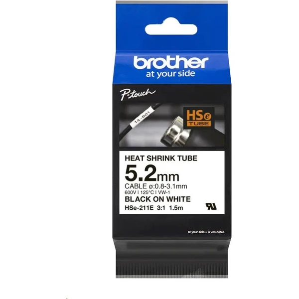 Brother HSE211E smršťovací bužírka černá na bílém 5,8 mm - Pásky pro štítkovače - Obrázek 87329abb98934865a7dfb67de2e359db