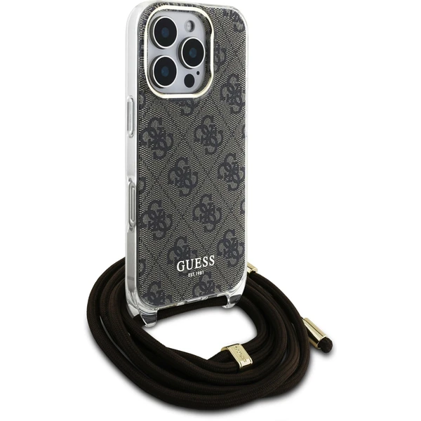 Guess IML 4G Printed Crossbody Popruh kryt iPhone 16 Pro hnědý - Pouzdra - Obrázek 87422062b1c84bd7854d3db09ea1cd64