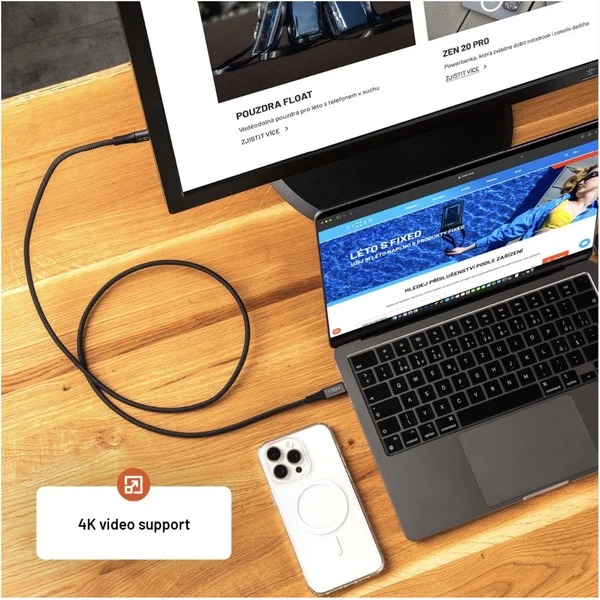 FIXED Multimedia Cabel USB-C napájecí a datový kabel 4K/60z, 20Gbps, 240W, 2m šedý - Kabely a redukce - Obrázek 87525045f42d420bb0a37efec5e26bfc