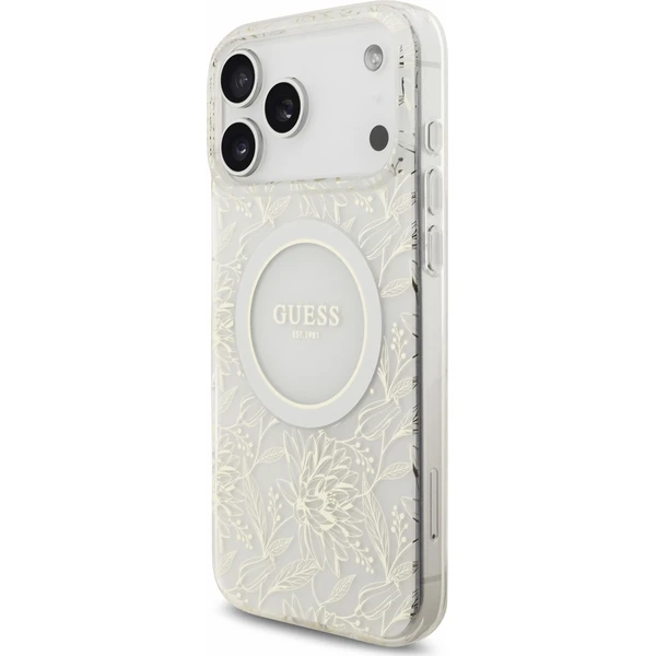 Guess IML Flowers Allover Strap MagSafe kryt iPhone 18 Pro Max bílý - Pouzdra - Obrázek 87624b07c5944fef9ef8261484a92e3d