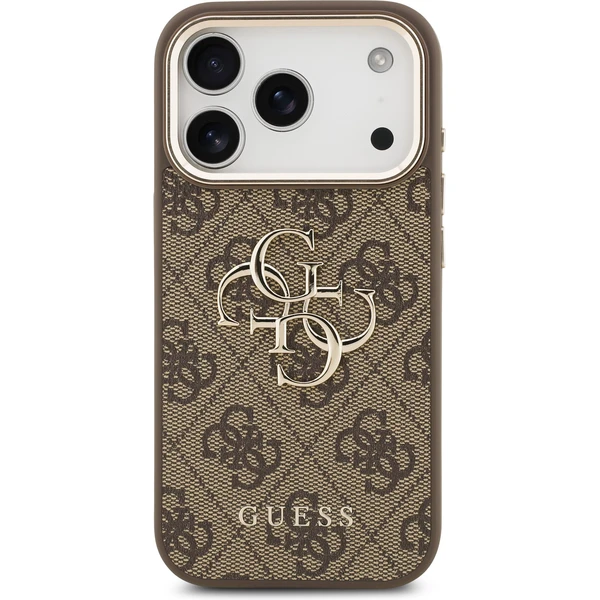 Guess PU Leather 4G Metal Logo Gold Frame MagSafe kryt iPhone 17 Pro hnědý - Pouzdra - Obrázek 878f65247bad48db9614ea59256ef68d