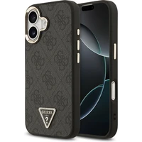 Guess PU Leather 4G Triangle Logo Gold Frame MagSafe kryt iPhone 17 černý - Pouzdra
