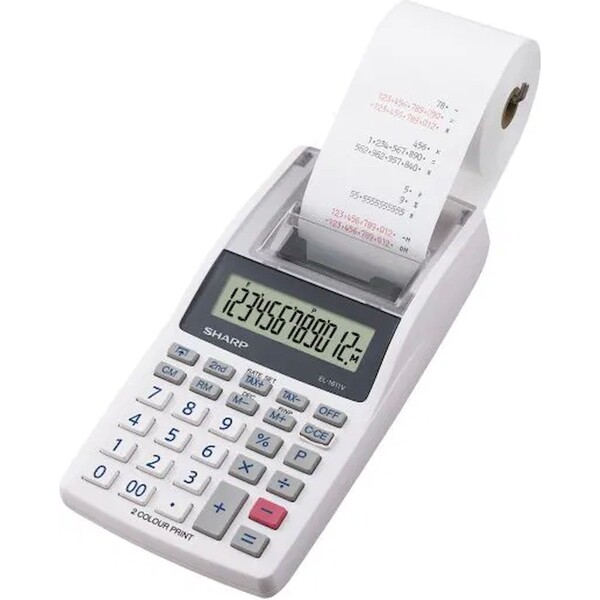 Kalkulačka s tiskem Sharp EL1611V - 12 míst, dvoubarevný tisk, bílá