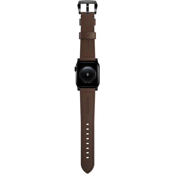 Nomad Traditional kožený řemínek Apple Watch Ultra (49mm) 8/7 (45mm)/6/SE/5/4 hnědý/černé přezky - Řemínky - Obrázek 87aff2583b9640dcaac595c46aee3821