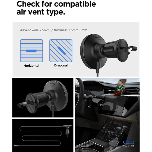 Spigen OneTap Pro 4 Airvent Hook Qi2 MagSafe držák do mřížky ventilace s nabíjením černý - Držáky - Obrázek 87ec1bd872794b258546875bac45a03a