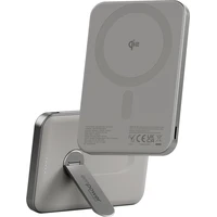 PanzerGlass® empower bezdrátová Qi2 powerbanka 5000 mAh, MagSafe, otočný stojánek, šedá - Powerbanky