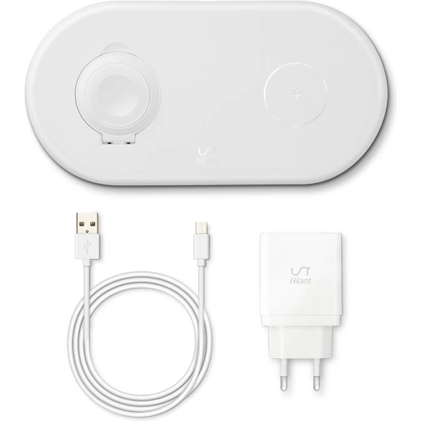iWant bezdrátová nabíječka pro Apple Watch + iPhone bílá - Nabíječky - Obrázek 883N000301