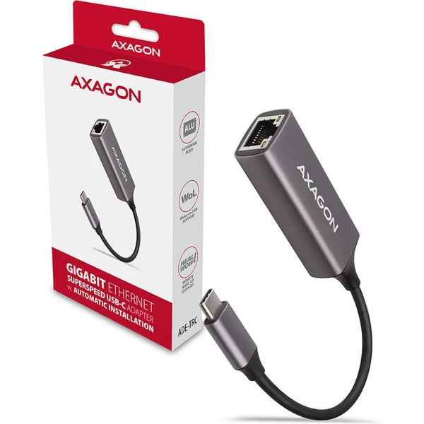 AXAGON ADETRC USB C 3.2 Gen 1 Gigabit Ethernet síťová karta auto instal titanově šedá - Síťové adaptéry - Obrázek 883V000501