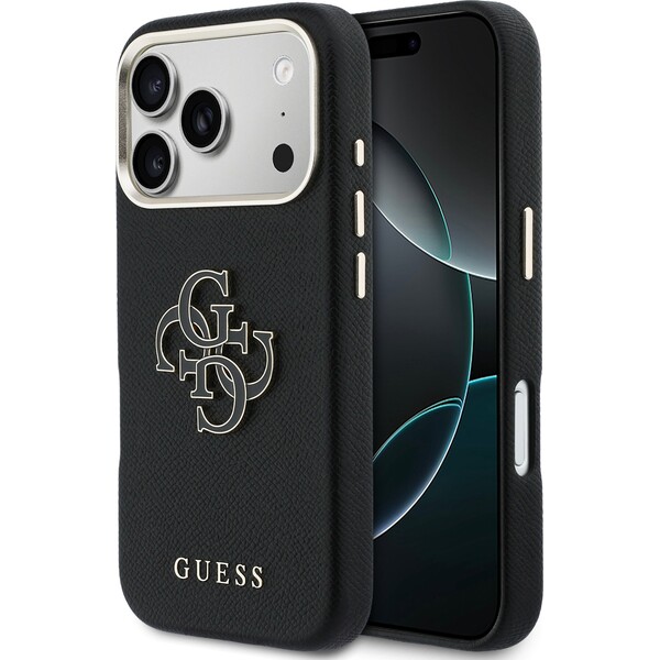 Guess PU Resin Logo kryt iPhone 17 Pro Max černý