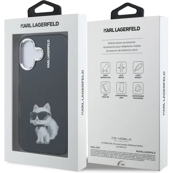 Karl Lagerfeld IML Aquarelle Choupette kryt iPhone 16 černý - Pouzdra - Obrázek 88715eaa9f5c4005b680deefabec9823