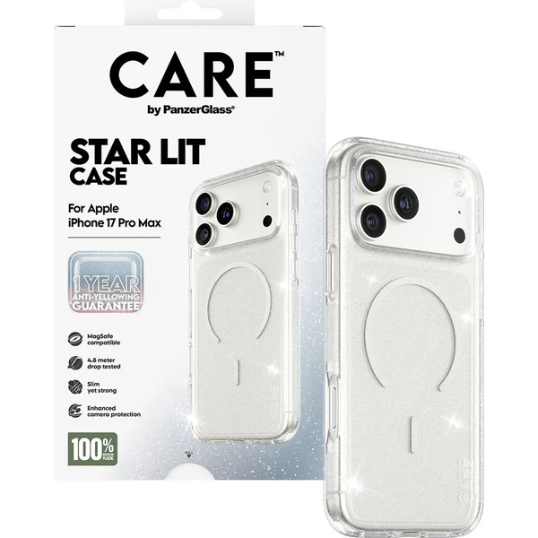 PanzerGlass® CARE Star Lit kryt s MagSafe Apple iPhone 17 Pro Max třpytivý/bílý - Pouzdra - Obrázek 887f7f95c16446b98030aed4565475e4