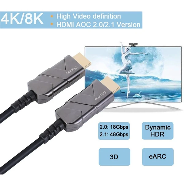 PremiumCord HDMI 2.1/HDMI 2.1 optický kabel s ethernetem 8K 40m černý - Kabely a redukce - Obrázek 88GO200301