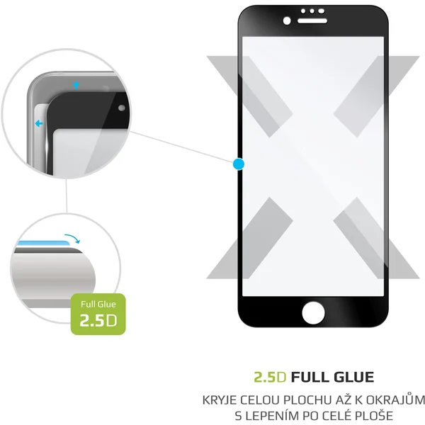 FIXED 2,5D Full-Cover sklo s lepením po celém displeji Apple iPhone 7/8/SE (20/22) černé - Ochranné folie a skla - Obrázek 88H0300301
