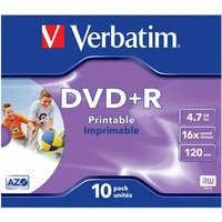 VERBATIM DVD+R(10 ks)Printable/Jewel/16x/4.7GB - Optické disky