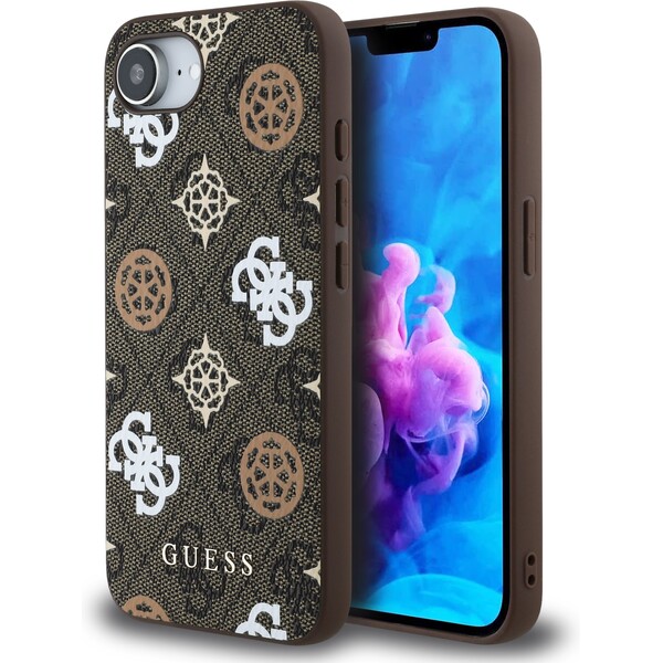 Guess PU 4G Peony MagSafe kryt iPhone 16e hnědý