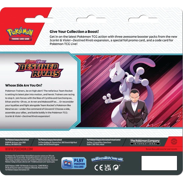 Pokémon TCG: SV10 Destined Rivals - 3 Blister Booster - Pokémon karty - Obrázek 898F000J01
