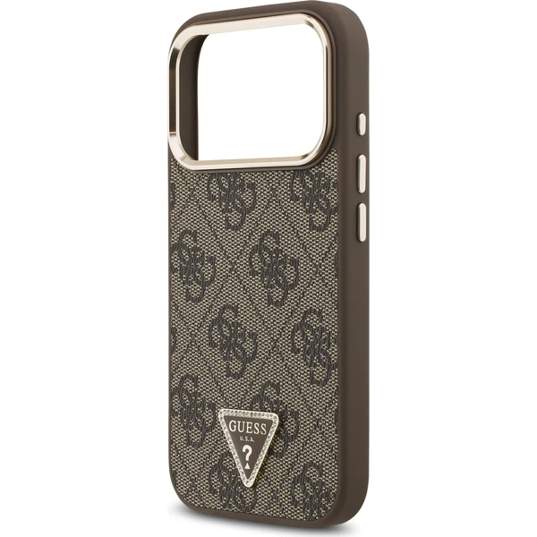 Guess PU Leather 4G Strass Triangle Logo Gold Frame MagSafe kryt iPhone 18 Pro hnědý - Pouzdra - Obrázek 8998b40856d540109e28af208c3c0374