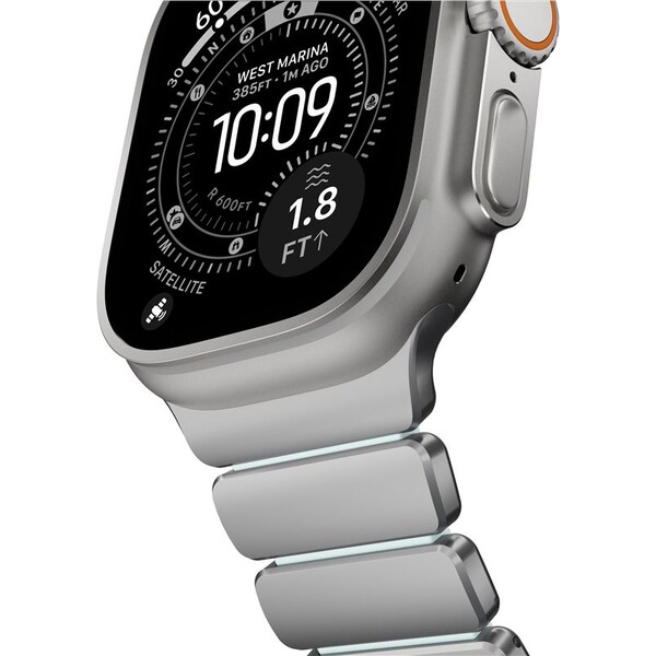 Nomad Stratos Band FKM řemínek Apple Watch 45/46/49mm Natural Titanium/Icy Blue - Řemínky - Obrázek 89a304ab9f36497f9fe8662c3568ce84