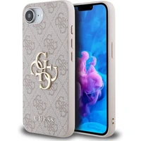Guess PU 4G Metal Logo kryt iPhone 17e/16e růžový - Pouzdra