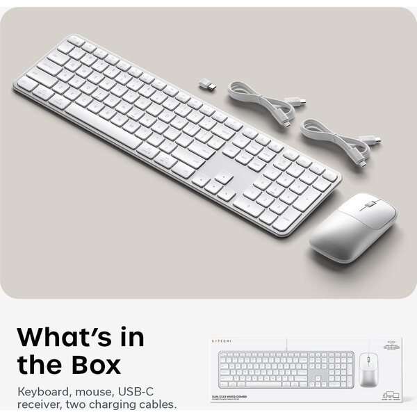 Satechi Slim CEX3 Wireless Combo klávesnice a myš (US English) stříbrná - Klávesnicové sety - Obrázek 89ac2ee60e7a4ba08b2653b8c686fcd1