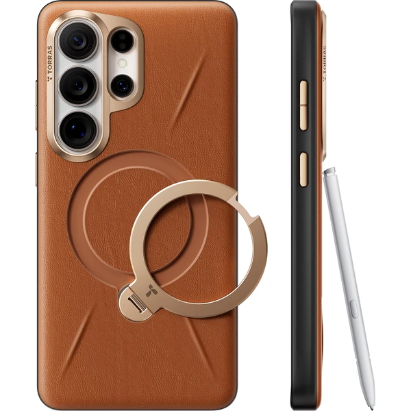 Torras Ostand Q3 VegSkin MagSafe kryt Samsung Galaxy S26 Ultra amber brown