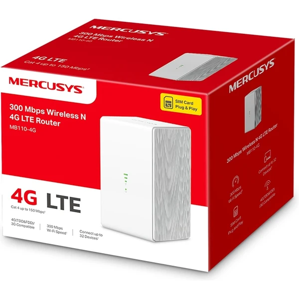 Mercusys MB110-4G Wi-Fi 4 router bílý - Routery - Obrázek 8A61000N01