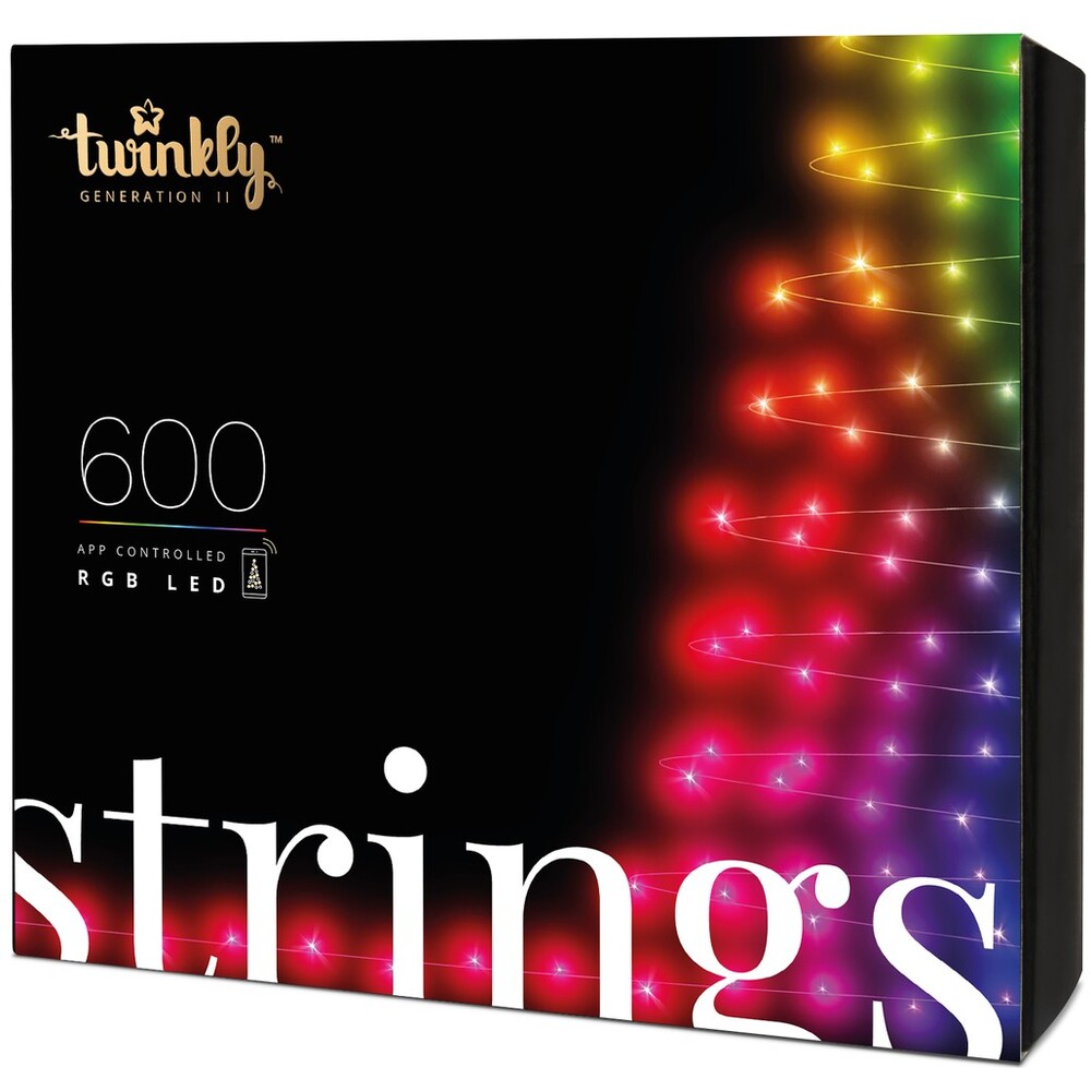 Twinkly Strings Multi-Color chytré žárovky na stromeček 600 ks 48m černý kabel
