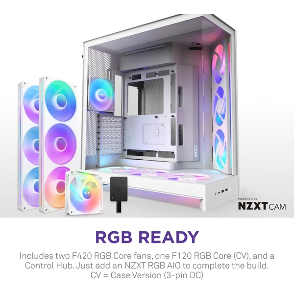 NZXT H9 Flow RGB+ bílá - Počítačové skříně - Obrázek 8B7K000K01