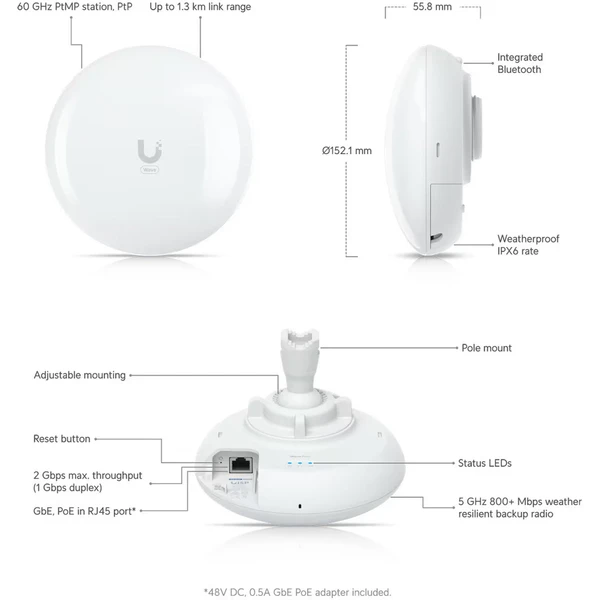 Ubiquiti Wave Professional venkovní access point bílý - Access pointy - Obrázek 8BRA000N01