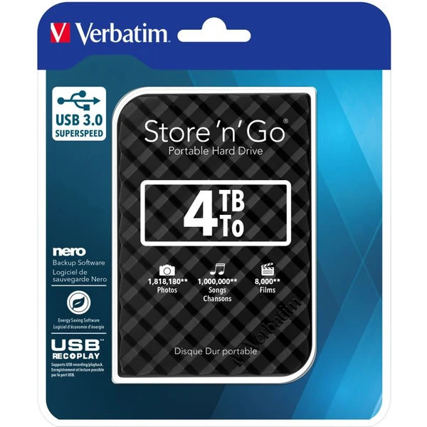 VERBATIM Store 'n' Go HDD 4TB USB 3.0 SuperRYCHOTADIS_Kd GEN2 černý  - Pevné disky - Obrázek 8CL8700301