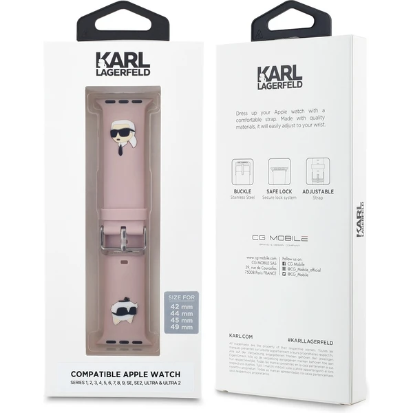 Karl Lagerfeld Karl and Choupette Head NFT řemínek pro Apple Watch 42/44/45/46/49 růžový - Řemínky - Obrázek 8CN5000J01