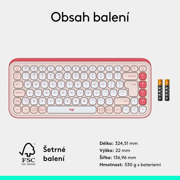 Logitech POP ICON KEYS (US) klávesnice růžová - Klávesnice - Obrázek 8CU8000O01