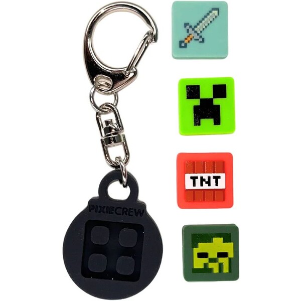 PIXIE CREW & MINECRAFT Klíčenka, černá, 4 multipixely