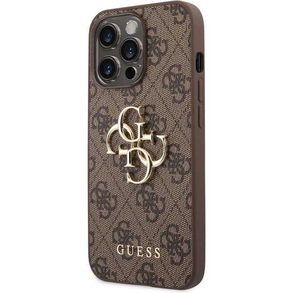 Guess PU 4G Metal Logo kryt iPhone 14 Pro Max hnědý - Pouzdra - Hlavní obrázek