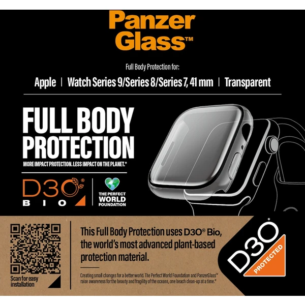 PanzerGlass Apple Watch 9/8/7 (41mm) ochranný kryt s D3O - čirý rámeček - Pouzdra - Obrázek 8GC1000O01