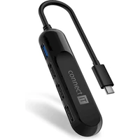 CONNECT IT USB-C hub USB 3.0 4 porty černý - USB huby