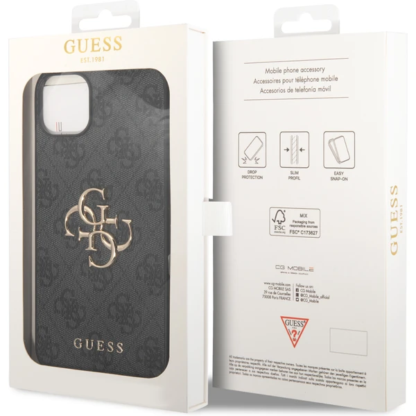 Guess PU 4G Metal Logo kryt iPhone 15 šedý - Pouzdra - Obrázek 8HX4000701