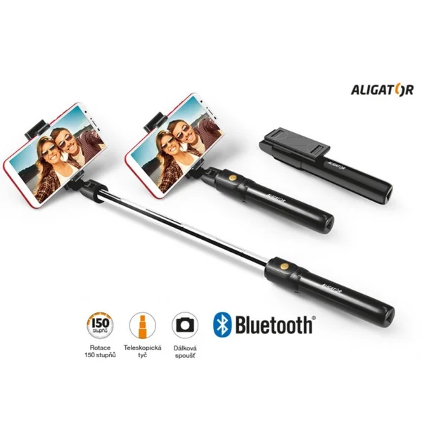 Aligator HA12 selfie držák a tripod s Bluetooth černý - Držáky - Obrázek 8IPJF00101