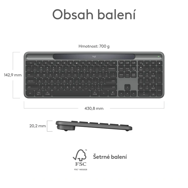 Logitech K980 Signature Slim Solar+ bezdrátová klávesnice černá US - Klávesnice - Obrázek 8IRI000K01