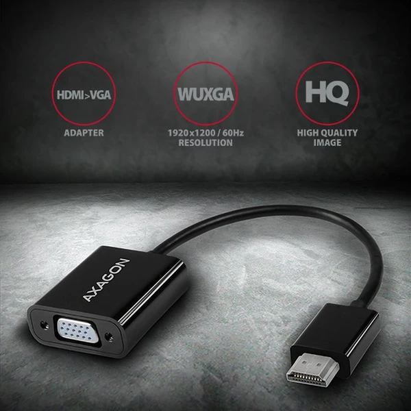AXAGON HDMI/VGA redukce 0,2m černá - Kabely a redukce - Obrázek 8K7HF00101