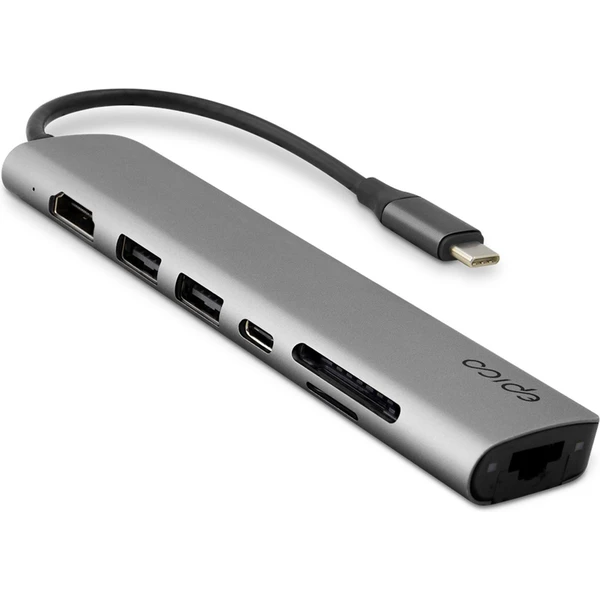 iWant by Epico 7v1 multimediální hub 8K s USB-C vesmírně šedý - USB huby - Obrázek 8KEK000K01