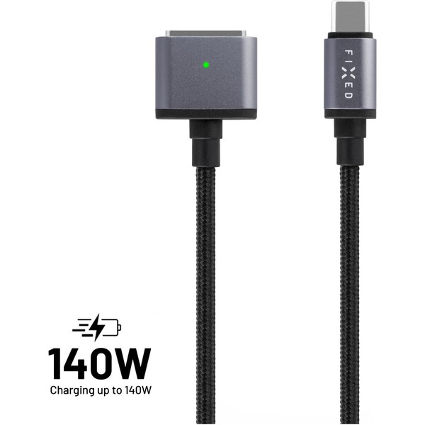 FIXED FIXD-MS3-GR s koncovkou USB-C, 140W, 2m, šedý Šedá